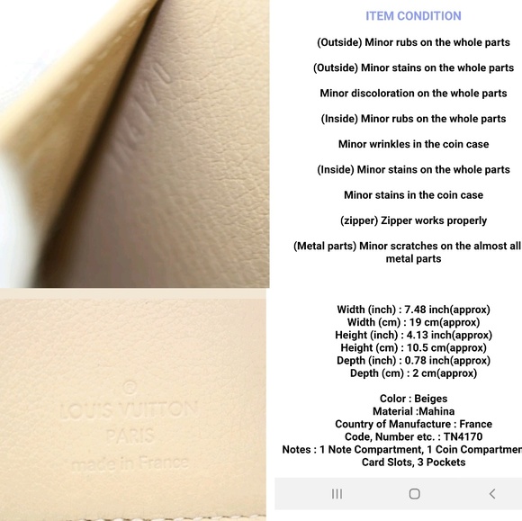 100% Auth Louis Vuitton Portefeuille Amelia Beiges - Picture 8 of 8